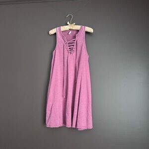 Z Supply Pink Lace-Up Mini Dress